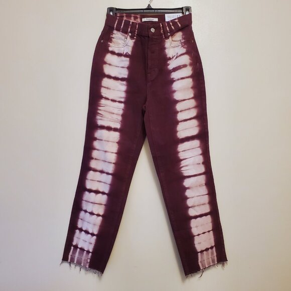 NWT PacSun Eco Raspberry Tie-Dye Button-Fly High-Rise Straight Leg Denim - 25 - Picture 5 of 12